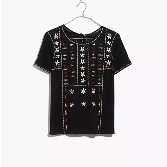 Madewell Embroidered Tie-Back Cutout Top Large - Picture 1 of 7